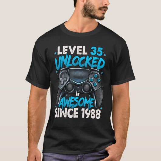 T-shirt Niveau 35 Déverrouillé stupéfiant depuis 1988 35e  (Devant)