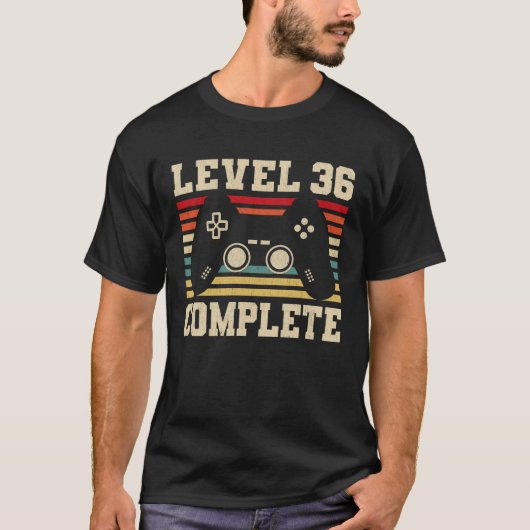 T-shirt Niveau 36 Gamer vidéo du 36e anniversaire complet (Devant)