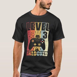 T-shirt Niveau 3 Déverrouille Anniversaire Mise à niveau 3