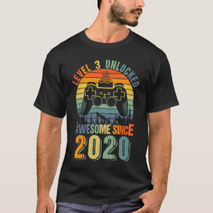 T-shirt Niveau 3 Déverrouillé Funny 3ème Anniversaire Joue