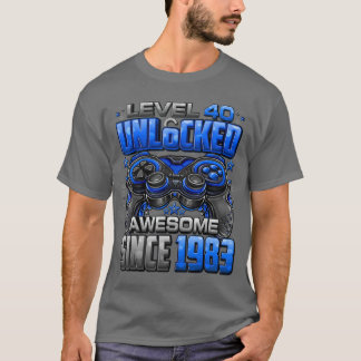 T-shirt Niveau 40 Débloqué Incroyable Depuis 1983 40e Anni