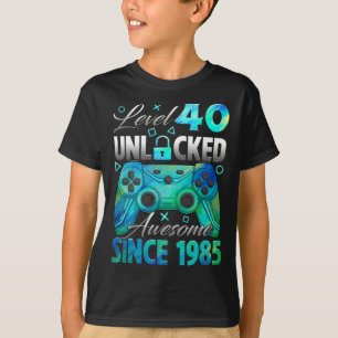 T-shirt Niveau 40 Débloqué Incroyable Depuis 1985 40e Anni