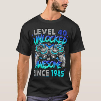 T-shirt Niveau 40 débloqué Incroyable depuis 1985 40e anni