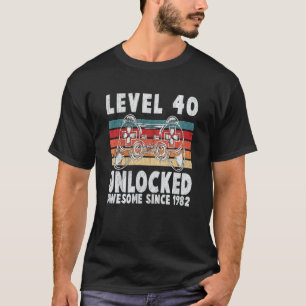 T-shirt Niveau 40 Déverrouillé Awesome Depuis 1982 Retro B