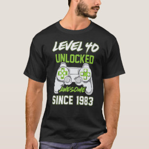 T-shirt Niveau 40 Déverrouillé Awesome Depuis 1983 Jeu Vid
