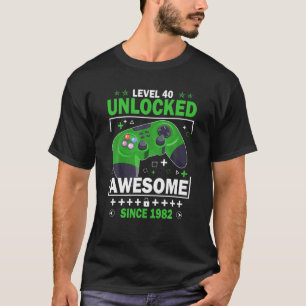 T-shirt Niveau 40 Déverrouillé Awesome Jeux Vidéo 1982 40E