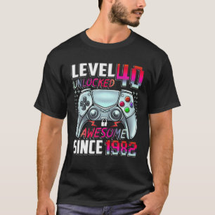 T-shirt Niveau 40 Déverrouillé Étonnant Depuis 1982 40E An
