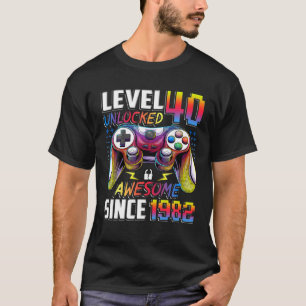 T-shirt Niveau 40 Déverrouillé Étonnant Depuis 1982 40E An