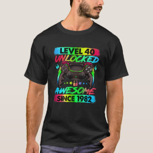 T-shirt Niveau 40 Déverrouillé Étonnant Depuis 1982 40E An