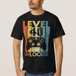 T-shirt Niveau 40 Déverrouillé Funny Video Gamer, 40 ans