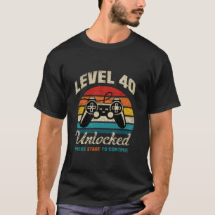 T-shirt Niveau 40 Déverrouillé Funny Video Gamer Contrôleu