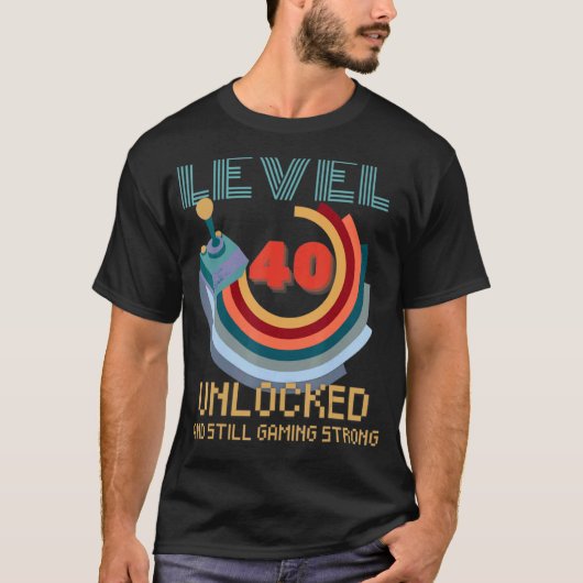 T-shirt Niveau 40 Déverrouillé Jeu vidéo 40e anniversaire  (Devant)