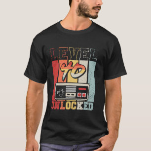 T-shirt Niveau 40 Déverrouillé Retro Vidéo Jeu Lover 40th