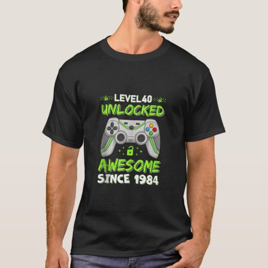 T-shirt Niveau 40 déverrouillé stupéfiant depuis 1984 Game (Devant)