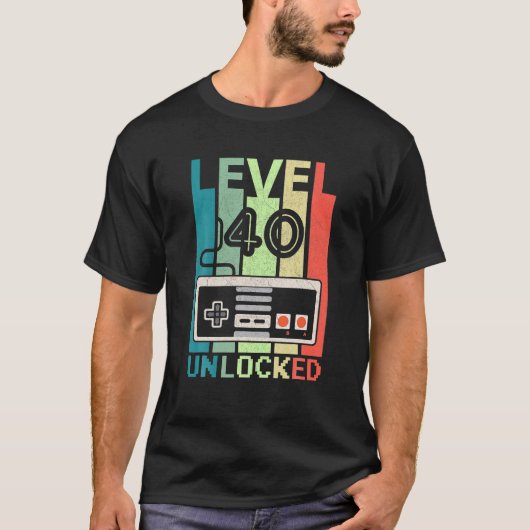T-shirt Niveau 40 Jeu vidéo déverrouillé 40e anniversaire (Devant)