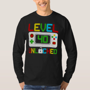 T-shirt Niveau 40 Jeu vidéo déverrouillé 40e anniversaire