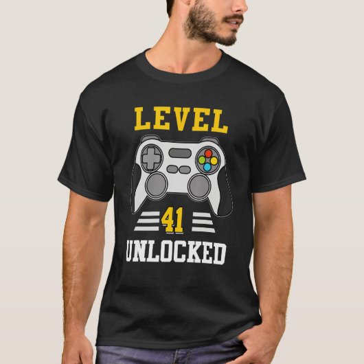 T-shirt Niveau 41 Déverrouillé Jeu vidéo amusant 41e anniv (Devant)