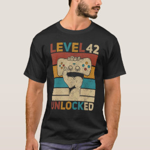 T-shirt Niveau 42 Déverrouillé 42e anniversaire 42 ans gam