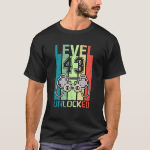 T-shirt Niveau 43 Jeu vidéo déverrouillé 43e anniversaire