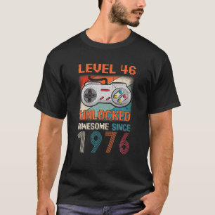 T-shirt Niveau 46 Anniversaire Déverrouillé 46 Ans Awesome