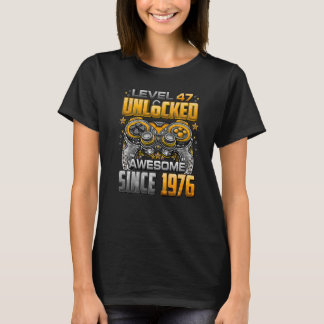 T-shirt Niveau 47 Débloqué Incroyable Depuis 1976 47e Anni