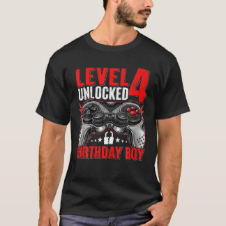 T-shirt Niveau 4 Anniversaire déverrouillé Garçon 4 ans Ga