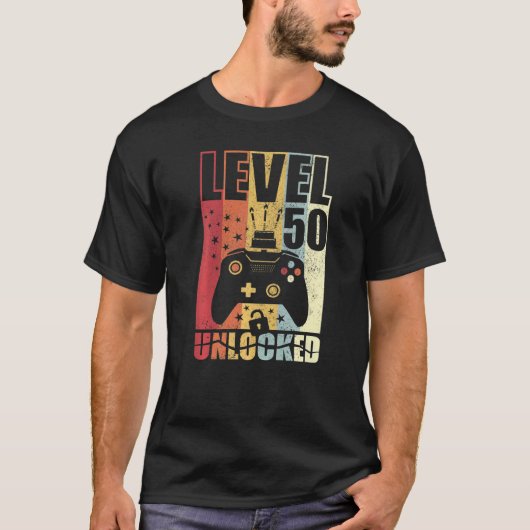 T-shirt Niveau 50 Anniversaire déverrouillé Niveau 50e Ann (Devant)