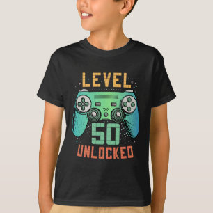 T-shirt Niveau 50 Débloqué Cadeaux de 50e anniversaire pou