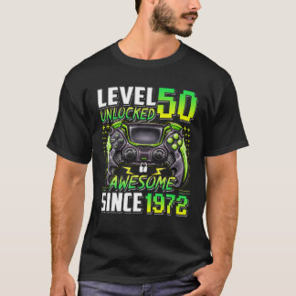 T-shirt Niveau 50 Déverrouillé Étonnant Depuis 1972 50E An