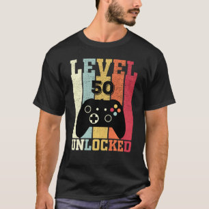T-shirt Niveau 50 Jeu vidéo déverrouillé 50e anniversaire