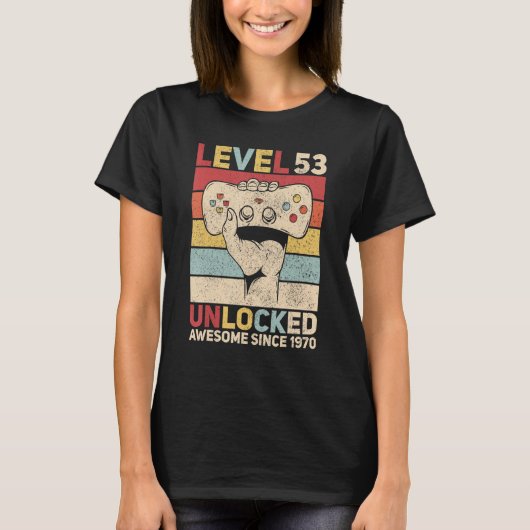 T-shirt Niveau 53 Déverrouillé 53 Ans Hommes Anniversaires (Devant)