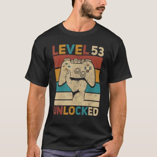 T-shirt Niveau 53 Déverrouillé 53ème anniversaire 53 ans J (Devant)