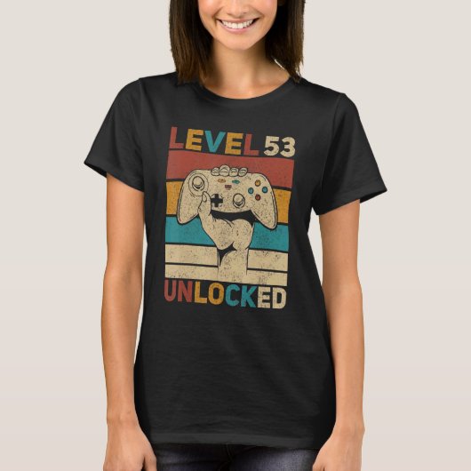 T-shirt Niveau 53 Déverrouillé 53ème anniversaire 53 ans J (Devant)