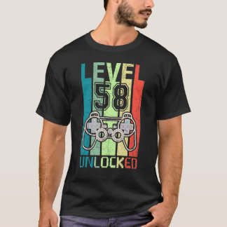 T-shirt Niveau 58 Jeu vidéo déverrouillé 58e anniversaire