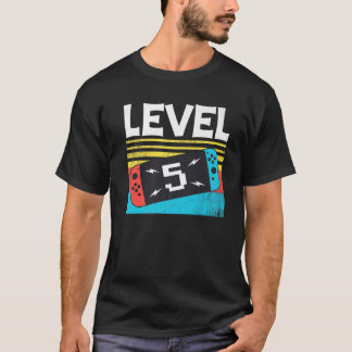 T-shirt Niveau 5 Anniversaire Garçon 5 Ans Jeux Vidéo 5 Ju