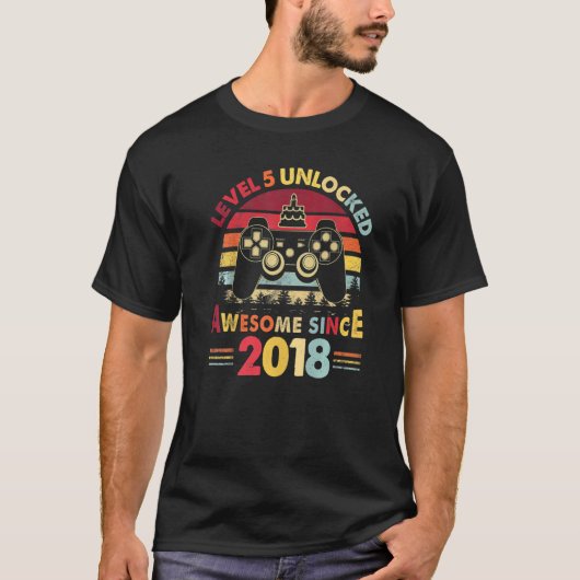 T-shirt Niveau 5 Déverrouillé Awesome depuis 2018 5 Année  (Devant)