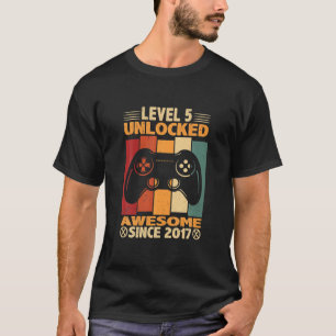 T-shirt Niveau 5 Déverrouillé Jeu Vidéo 5 Ans 5E Anniversa