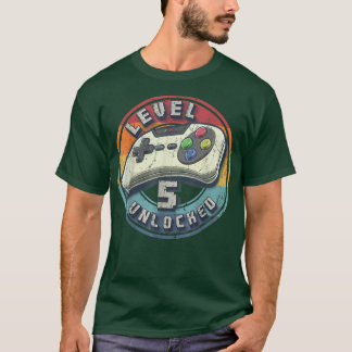 T-shirt Niveau 5 Jeu vidéo déverrouillé 5e anniversaire Ga