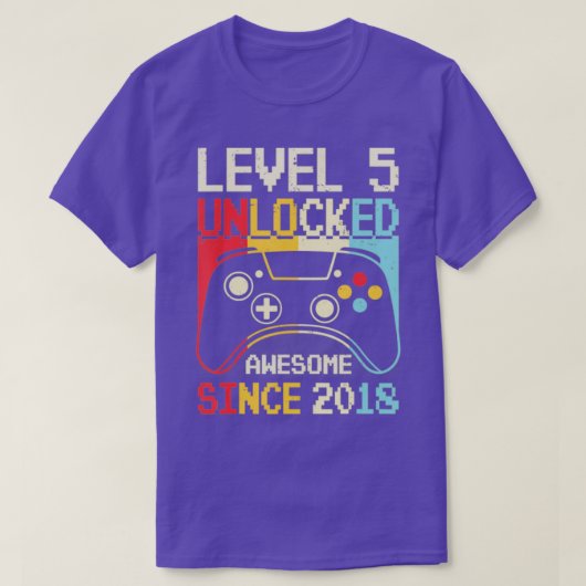 T-shirt Niveau 5 Jeu vidéo déverrouillé 5e anniversaire Ga (Design devant)