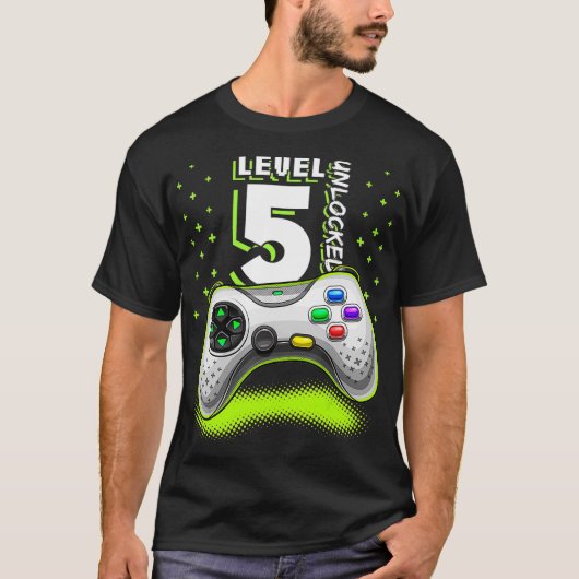 T-shirt Niveau 5 Jeu vidéo déverrouillé 5e Jeu d'anniversa (Devant)