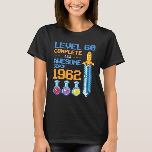 T-shirt Niveau 60 Jeu vidéo déverrouillé 60e fête d'annive (Devant)