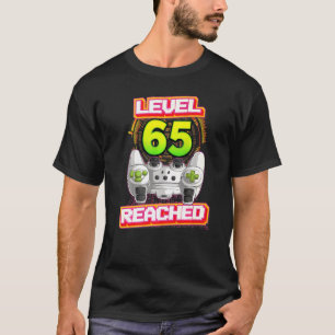 T-shirt Niveau 65 Joueur atteint 65e Anniversaire Jeu vidé