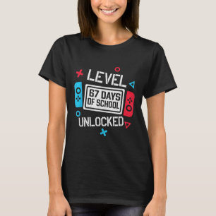 T-shirt Niveau 67 Jours d'école débloqués Gamer Vidéo Drôl