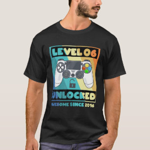 T-shirt Niveau 6 Anniversaire déverrouillé 6 ans Awesome S