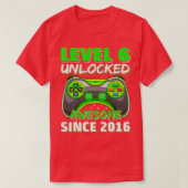 T-shirt Niveau 6 Déverrouillé Awesome 2016 jeu vidéo 6e An (Design devant)