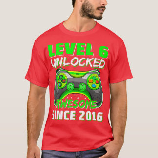 T-shirt Niveau 6 Déverrouillé Awesome 2016 jeu vidéo 6e An
