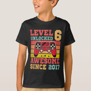 T-shirt Niveau 6 Déverrouillé Jeu vidéo Vintage 6e anniver