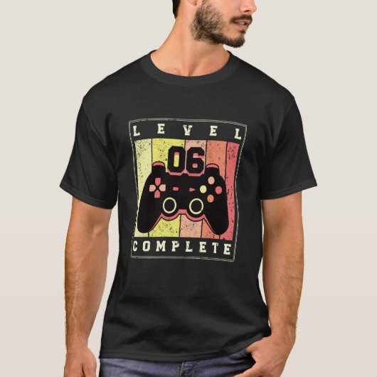 T-shirt Niveau 6 Jeu complet Gamer Boys 6e anniversaire (Devant)