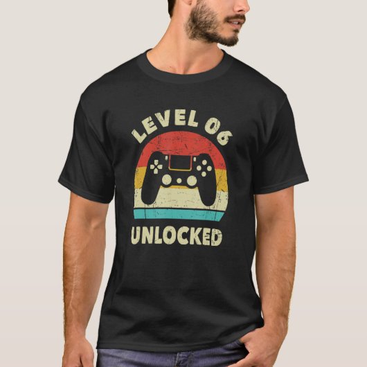 T-shirt Niveau 6 Jeu vidéo déverrouillé 6e anniversaire Dé (Devant)