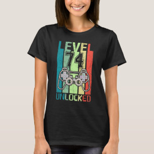 T-shirt Niveau 74 Jeu vidéo déverrouillé 74e anniversaire